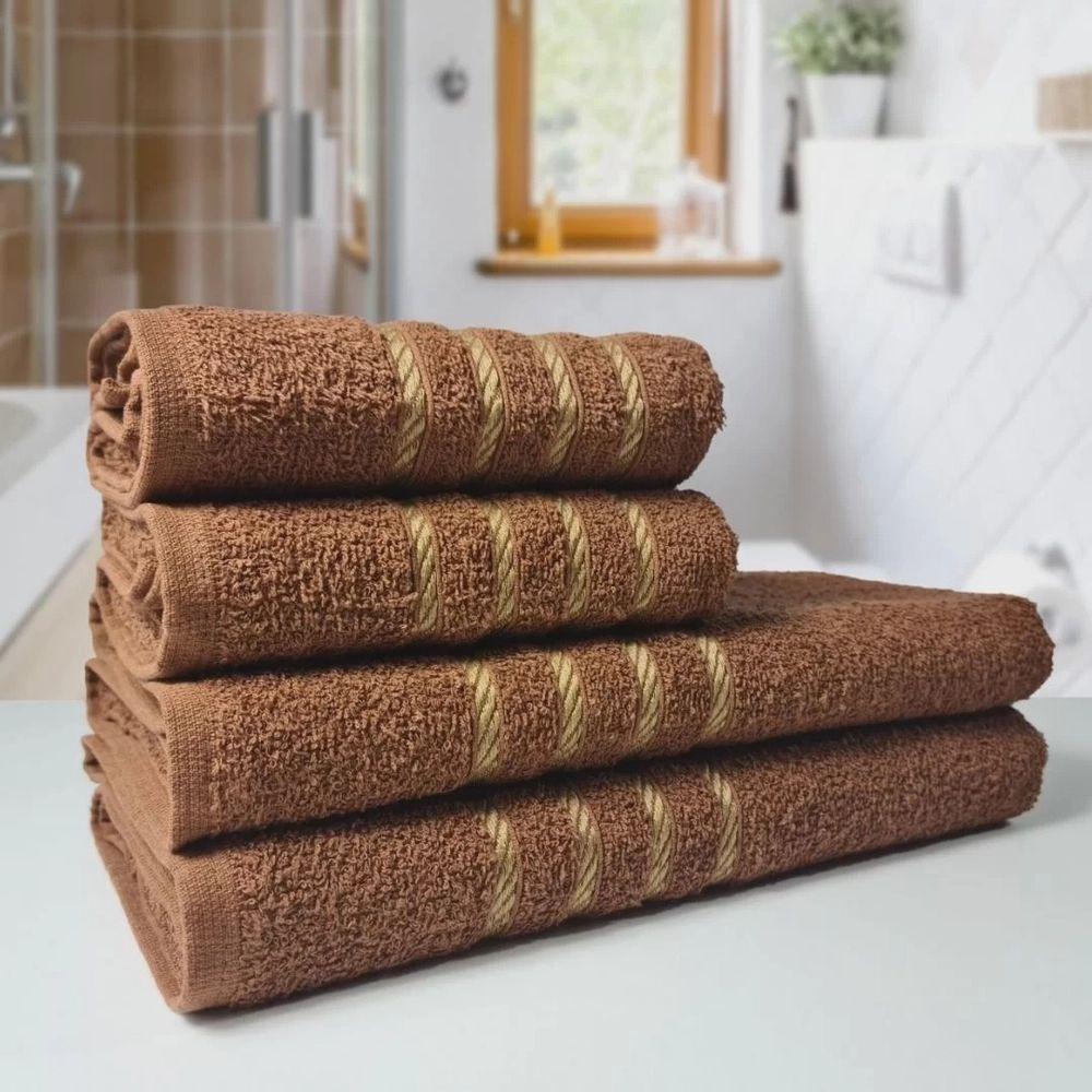 2 Jogos De 4 Toalhas 4 Banho 4 Rosto Montreal 100% Algodão Marrom - 3