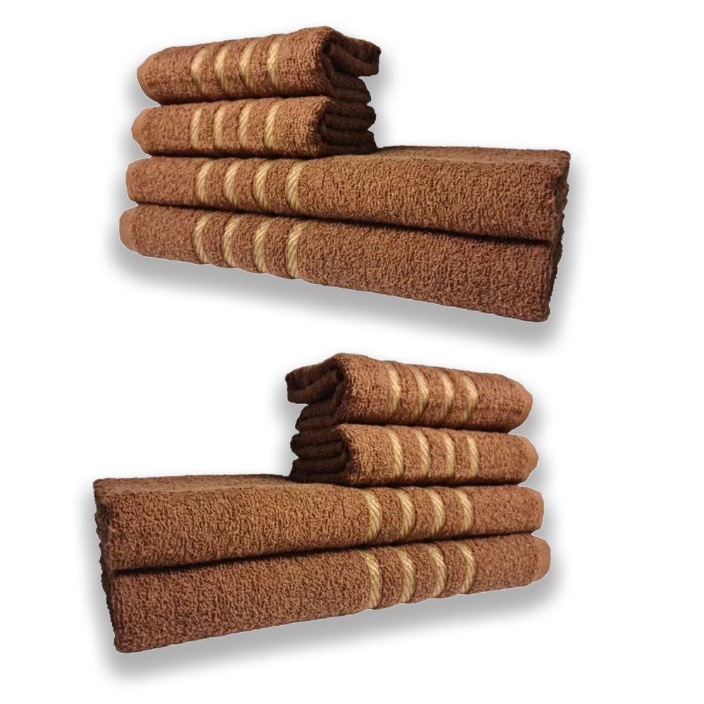 2 Jogos De 4 Toalhas 4 Banho 4 Rosto Montreal 100% Algodão Marrom - 4