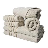 Jogos De Toalhas 2 Banhos 2 Rosto 2 Tapetes 6pçs Bege - 1