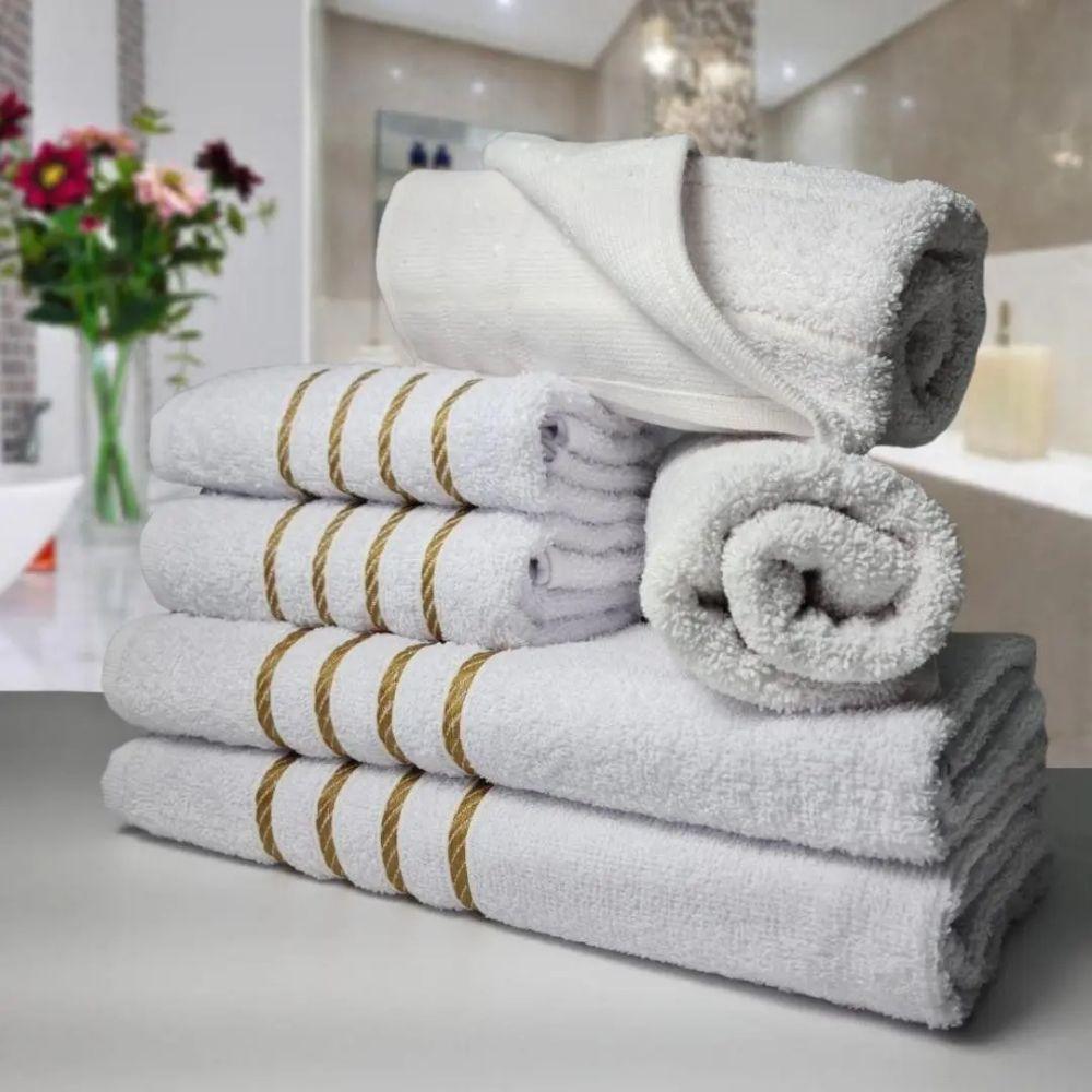 Jogos De Toalhas 2 Banhos 2 Rosto 2 Tapetes 6pçs Branco - 3