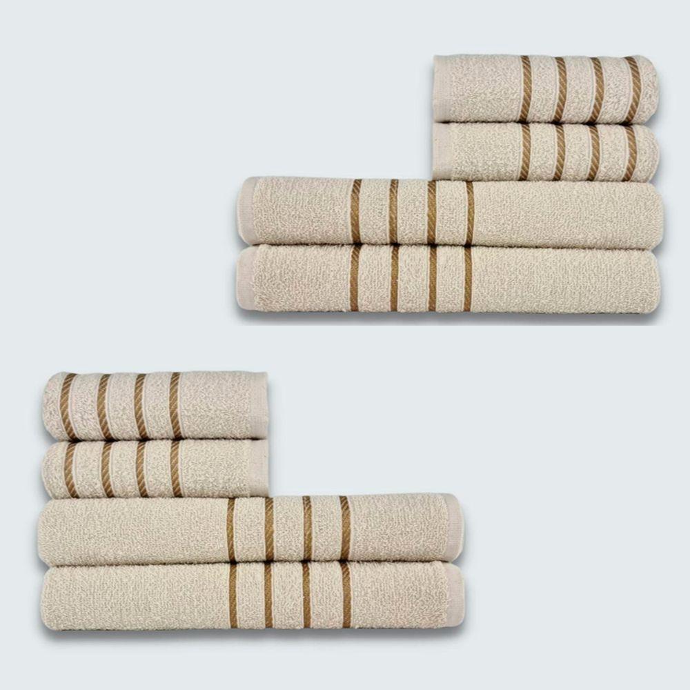 Jogo De Toalha 8 Peças Coleção Montreal 100% Algodão Bege - 1