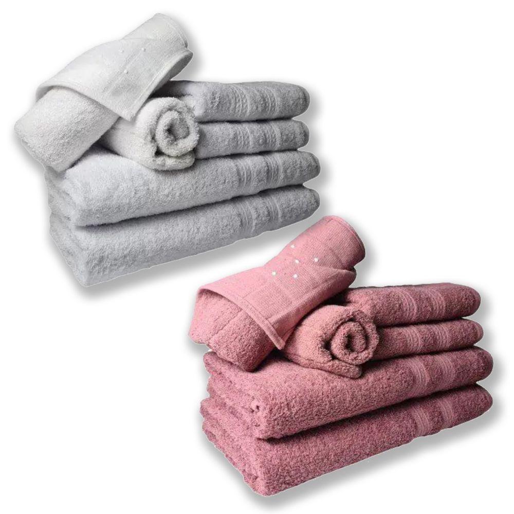 Jogo De Toalhas 4 Banhos 4 Rostos 4 Pisos Grande Grossa Branco+ros? - 1