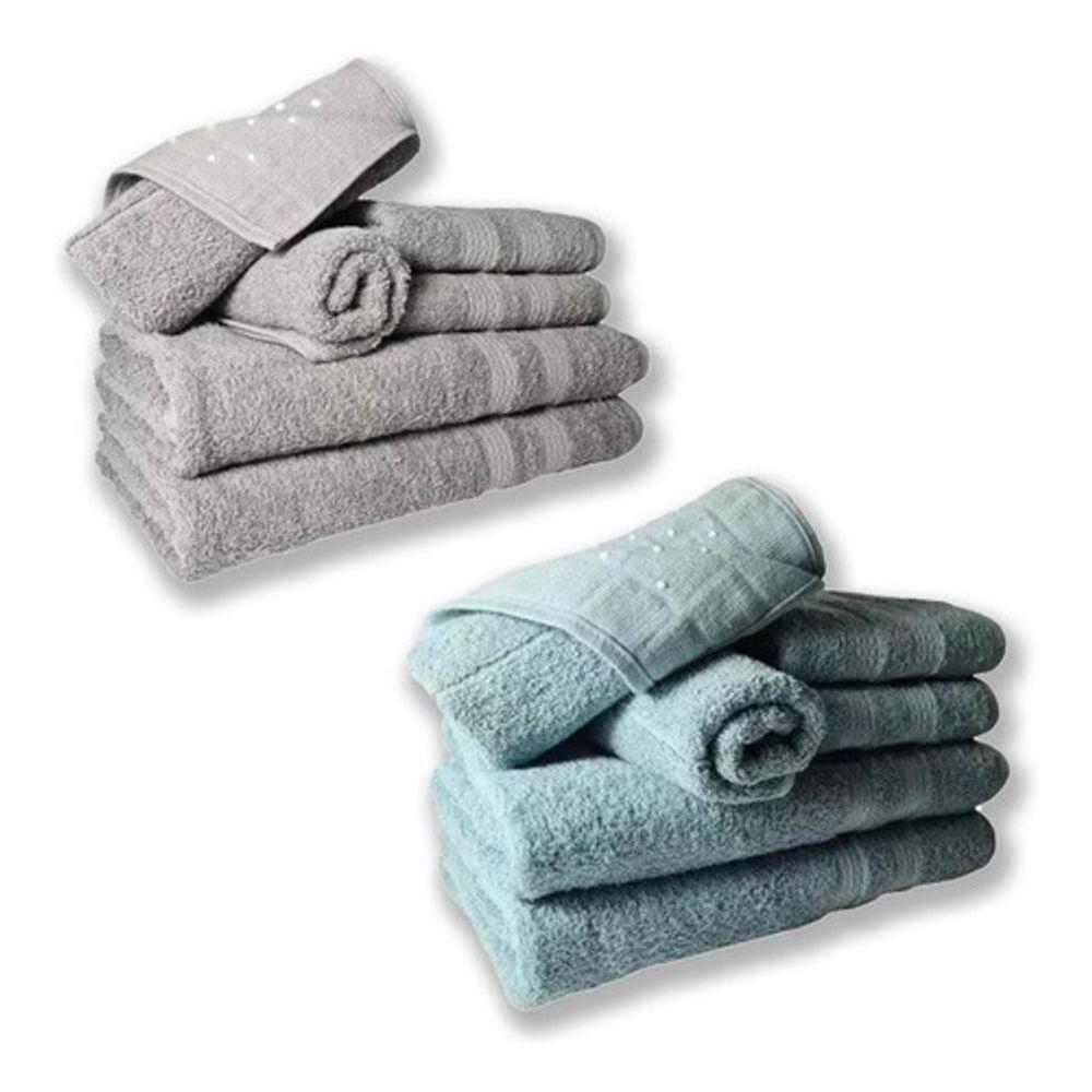 Jogo De Toalhas 4 Banhos 4 Rostos 4 Pisos Grossa Cinza+verde - 7