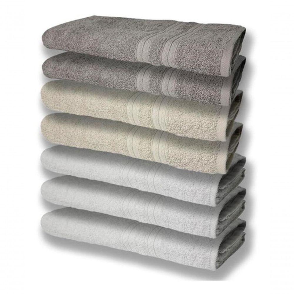7 Toalhas Felpudas E Grossa 80x150 3 Branco 2 Bege 2 Cinza - 1