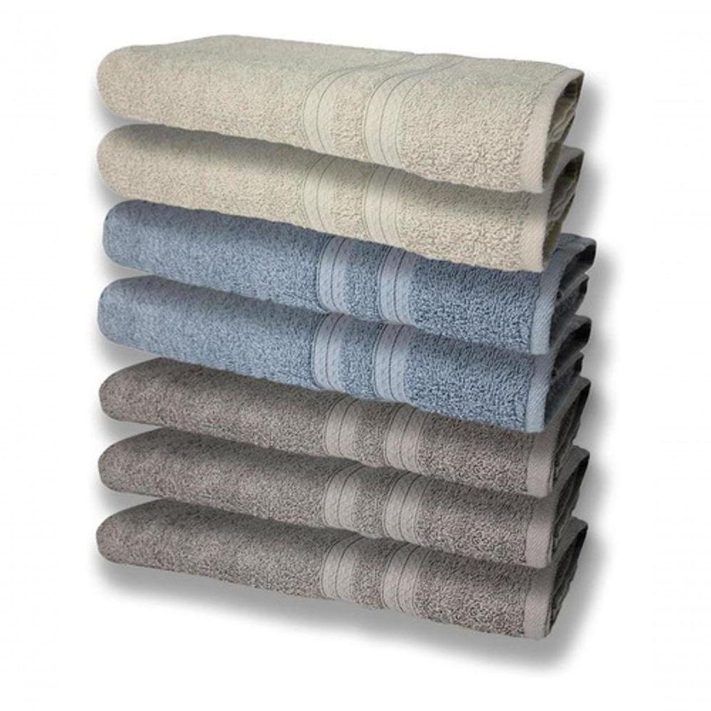 7 Toalhas Felpudas E Grossa 80x150 3 Cinza 2 Azul 2 Bege - 1