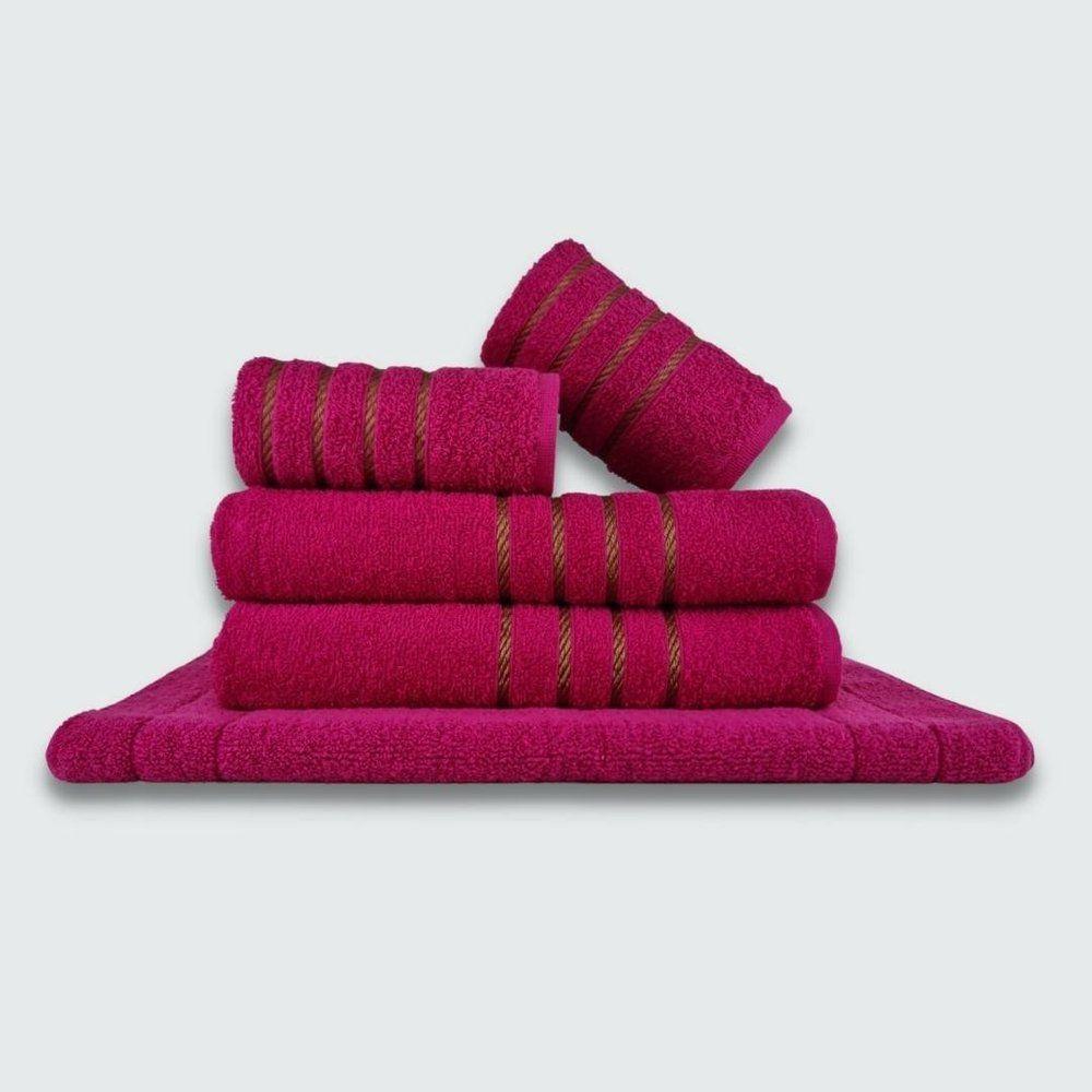 Jogo De Toalhas 10 P?s Cole??o Montreal 100% Algod?o Branco+rosa - 2