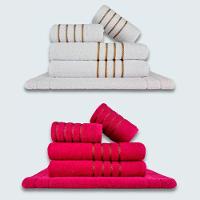 Jogo De Toalhas 10 P?s Cole??o Montreal 100% Algod?o Branco+rosa - 1