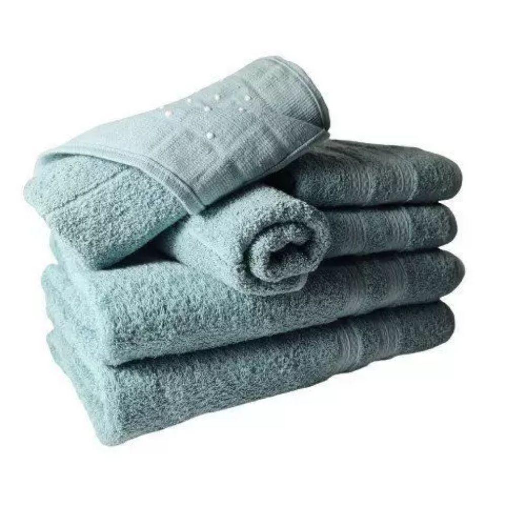 Jogo Toalhas 2 Banhos 2 Rostos 2 Pisos Grande Grossa Verde - 1