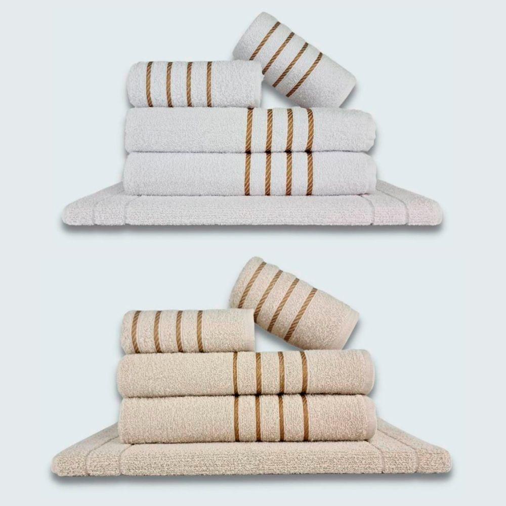 Jogo De Toalhas 10 P?s Cole??o Montreal 100% Algod?o Branco+bege - 1