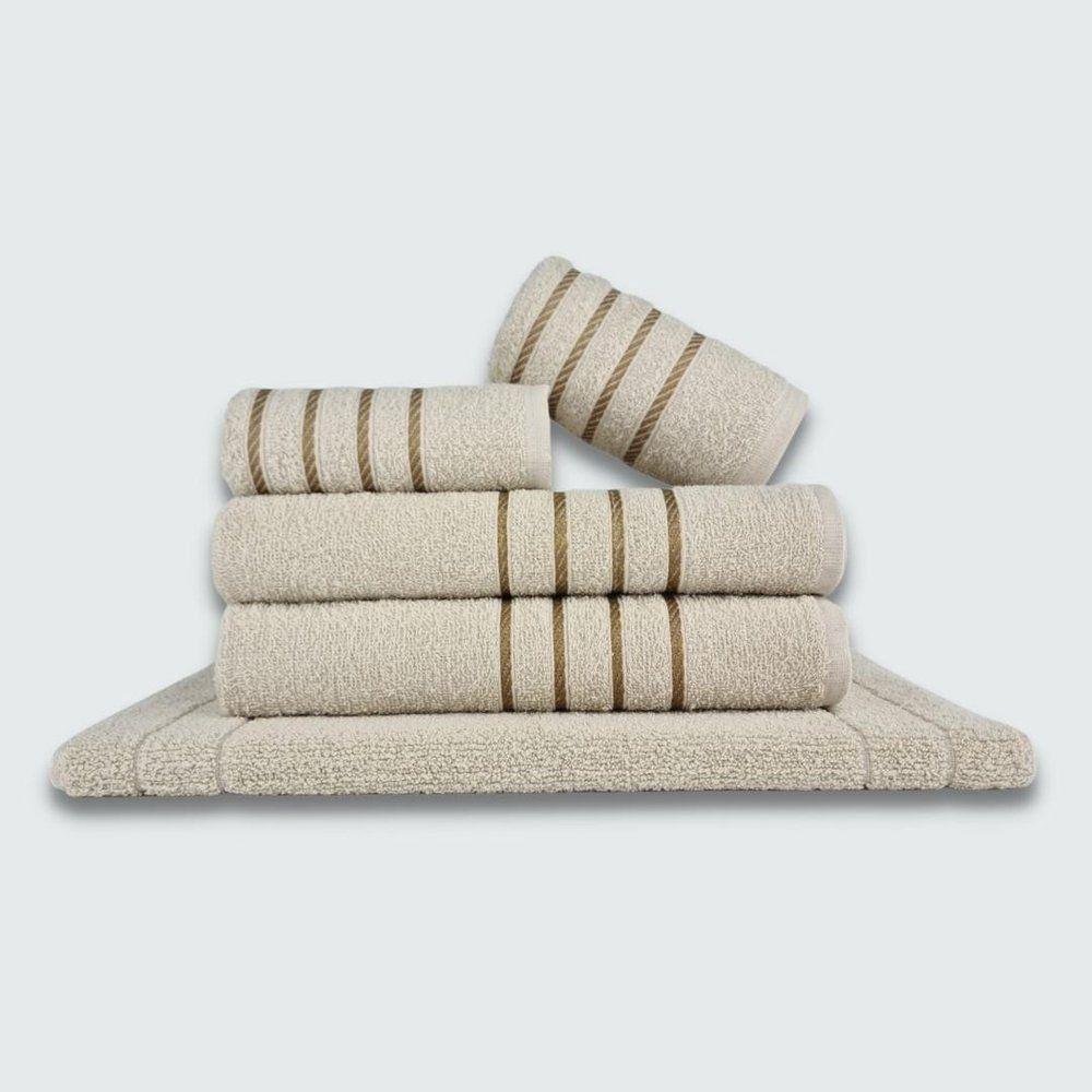 Jogo De Toalhas 10 P?s Cole??o Montreal 100% Algod?o Branco+bege - 2