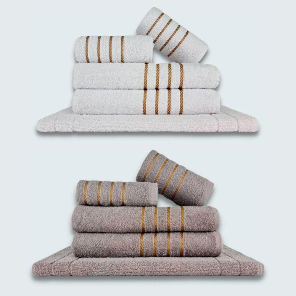 Jogo De Toalhas 10 P?s Cole??o Montreal 100% Algod?o Branco+cinza - 1