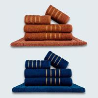 Jogo De Toalhas 10 P?s Cole??o Montreal 100% Algod?o Marrom+azul - 1