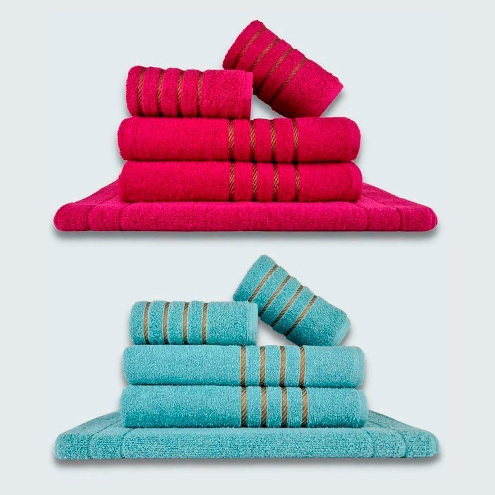 Jogo De Toalhas 10 P?s Cole??o Montreal 100% Algod?o Rosa+verde - 1