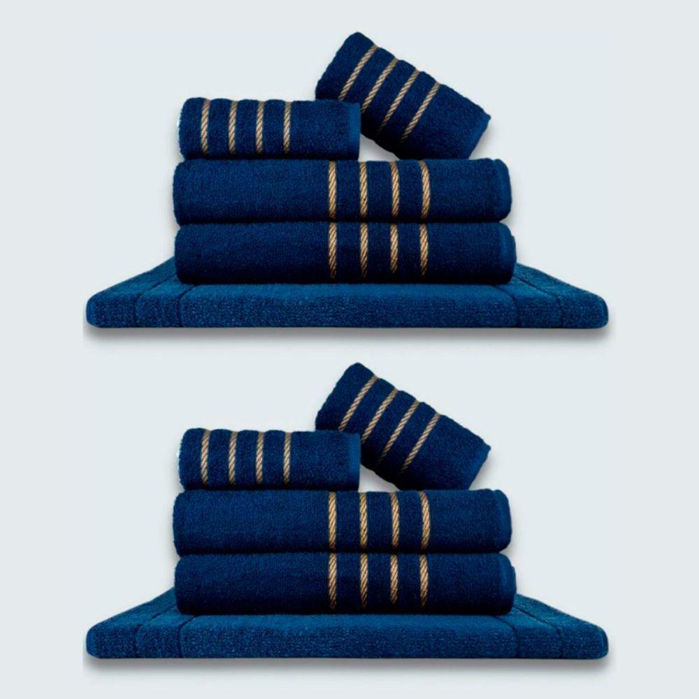 Jogo De Toalhas 10 P?s Cole??o Montreal 100% Algod?o Azul+azul - 1