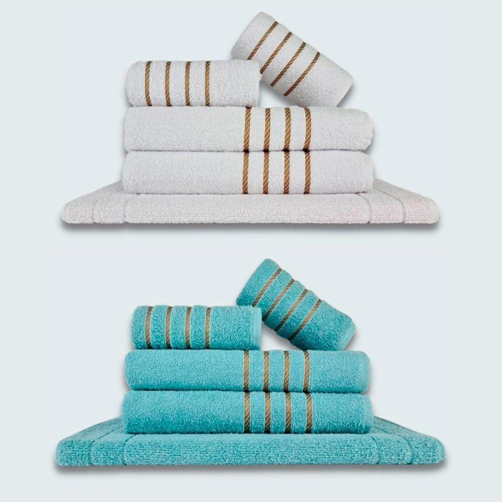 Jogo De Toalhas 10 P?s Cole??o Montreal 100% Algod?o Branco+verde - 1