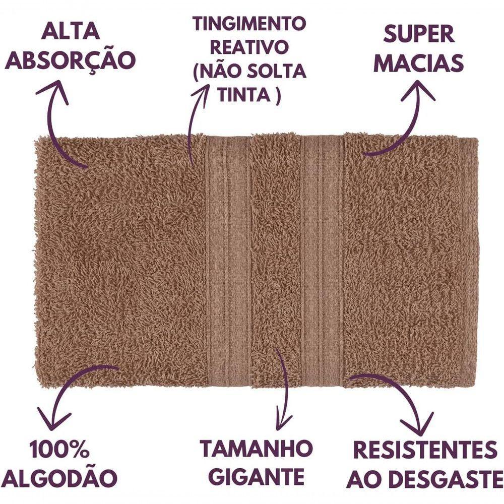 Jogo De Toalhas De Banho 4 Peças 100% Algodão Alta Absorção (2 Banho + 2 Rosto ) Padrão Hotel/pousada - Bege - 5