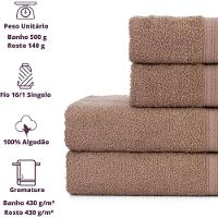 Jogo De Toalhas De Banho 4 Peças 100% Algodão Alta Absorção (2 Banho + 2 Rosto ) Padrão Hotel/pousada - Bege - 8