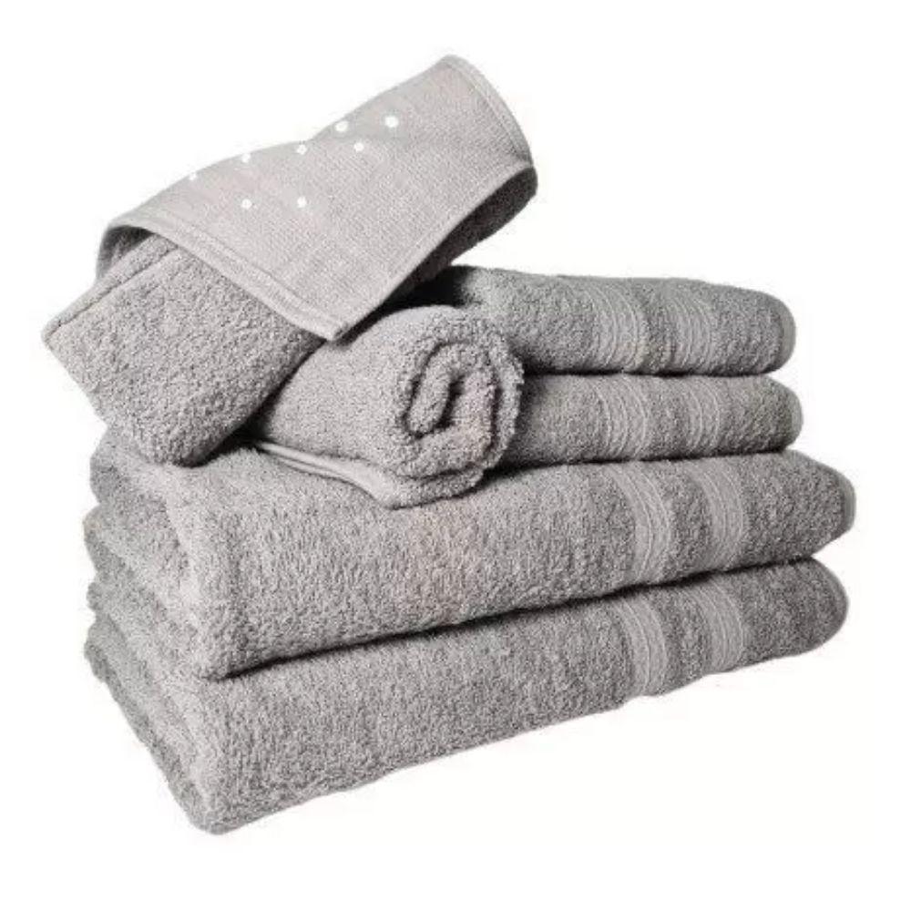 Jogo Toalhas 2 Banhos 2 Rostos 2 Pisos Grande Grossa Cinza - 2