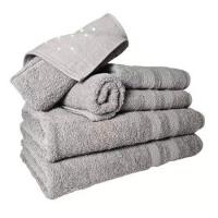 Jogo Toalhas 2 Banhos 2 Rostos 2 Pisos Grande Grossa Cinza - 1