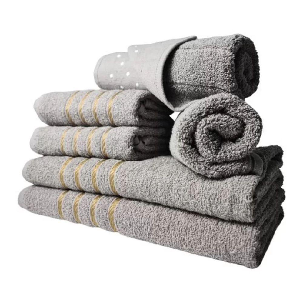 Jogo De Toalha 2 Banho 2 Rosto 2 Pisos Luxo Montreal Cinza - 2