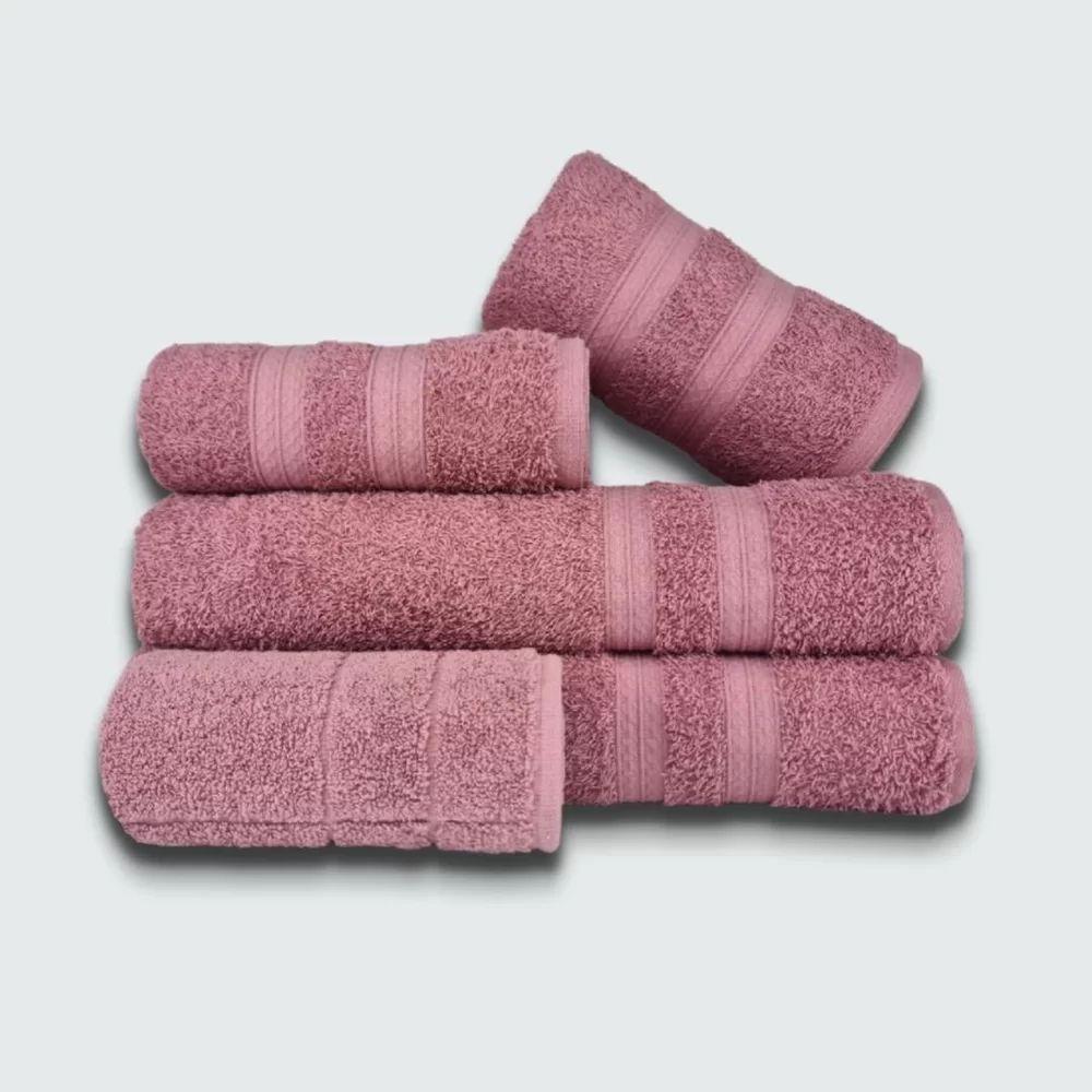 Jogo De Toalha 5 Pçs Gigante Felpuda Itália Soft 100% Algodão Rose - 1
