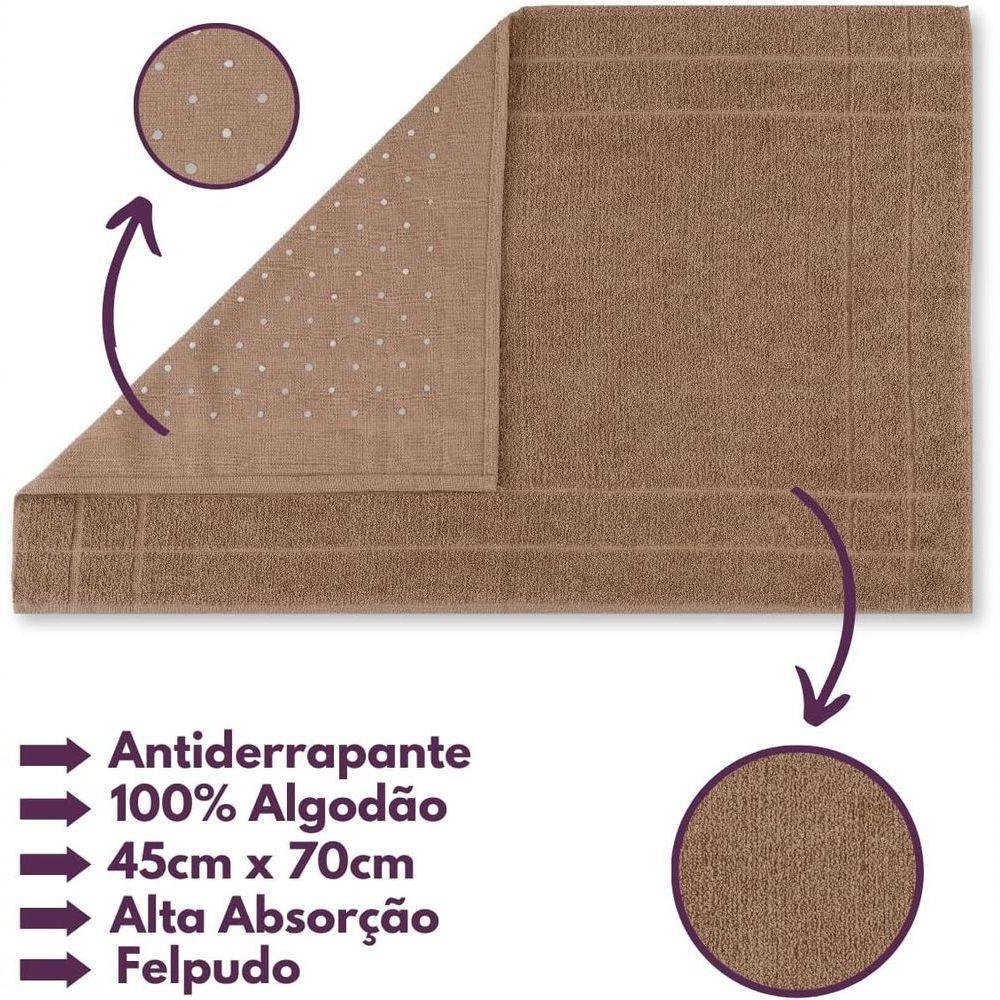 Jogo De Toalhas Gigante Itália Soft 2 Banhão + 2 Rosto + 2 Tapete Luxo 100% Algodão - Bege - 5
