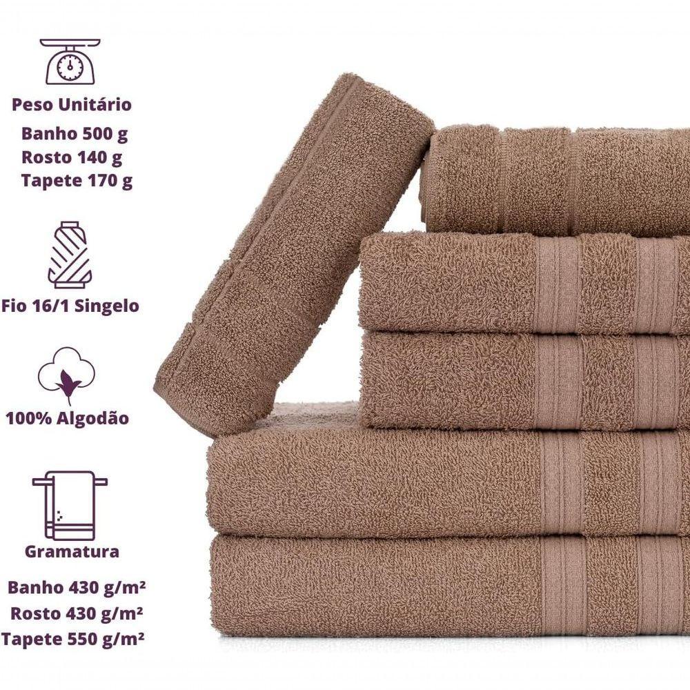 Jogo De Toalhas Gigante Itália Soft 2 Banhão + 2 Rosto + 2 Tapete Luxo 100% Algodão - Bege - 9