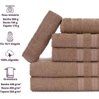 Jogo De Toalhas Gigante Itália Soft 2 Banhão + 2 Rosto + 2 Tapete Luxo 100% Algodão - Bege - 9