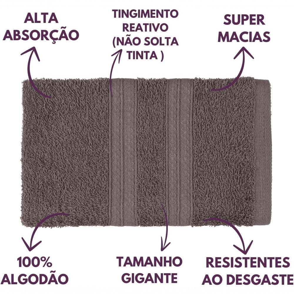 Jogo De Toalhas Gigante Itália Soft 2 Banhão + 2 Rosto + 2 Tapete Luxo 100% Algodão - Cinza - 8