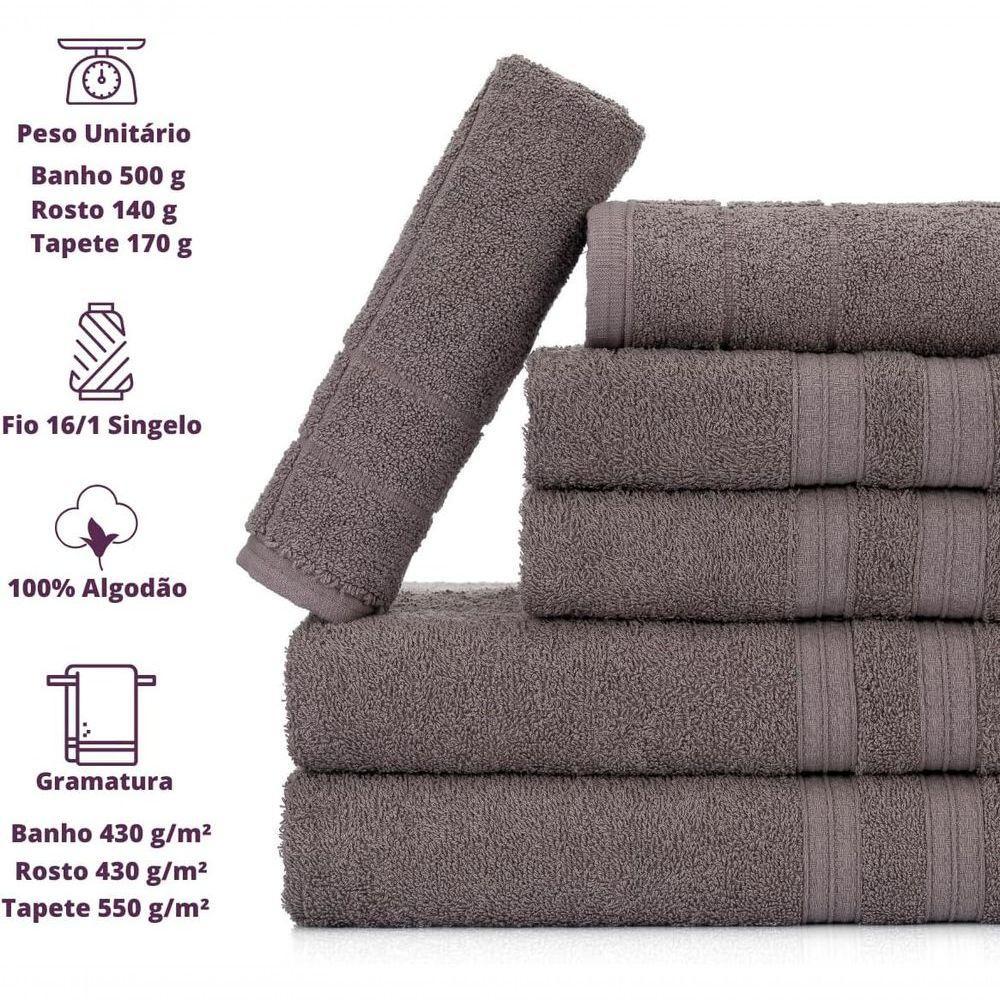 Jogo De Toalhas Gigante Itália Soft 2 Banhão + 2 Rosto + 2 Tapete Luxo 100% Algodão - Cinza - 9