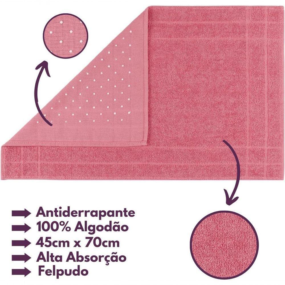 Jogo De Toalhas Gigante Itália Soft 2 Banhão + 2 Rosto + 2 Tapete Luxo 100% Algodão - Rosê - 9
