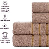 Jogo De Toalha 2 Banho + 2 Rosto Montreal 100% Algodão Alta Absorção - Bege - 5