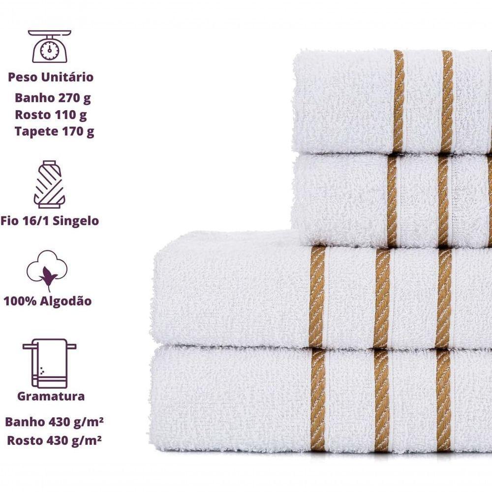 Jogo De Toalha 2 Banho + 2 Rosto Montreal 100% Algodão Alta Absorção - Branco - 2