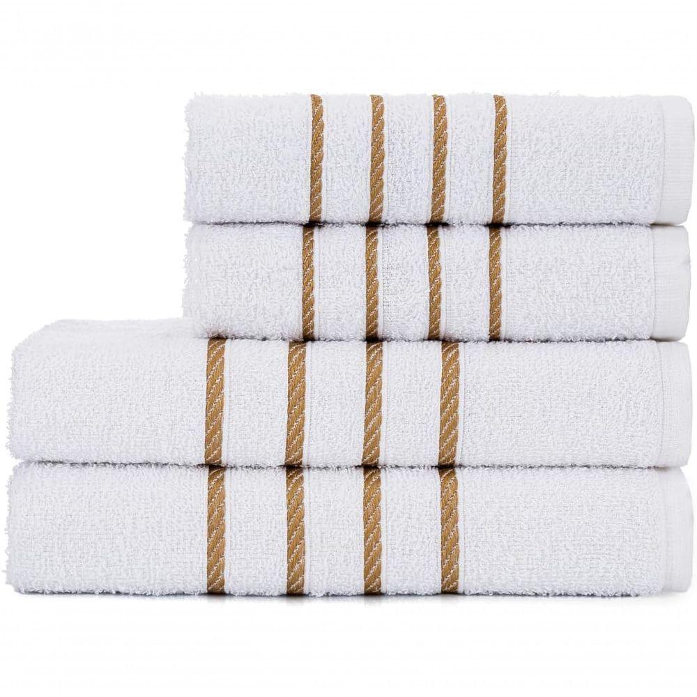 Jogo De Toalha 2 Banho + 2 Rosto Montreal 100% Algodão Alta Absorção - Branco - 8