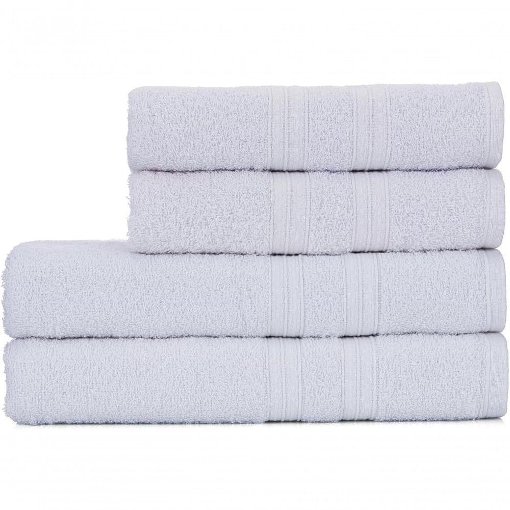 Jogo De Toalhas De Banho 4 Peças 100% Algodão Alta Absorção (2 Banho + 2 Rosto ) Padrão Hotel/pousada - Branca - 4