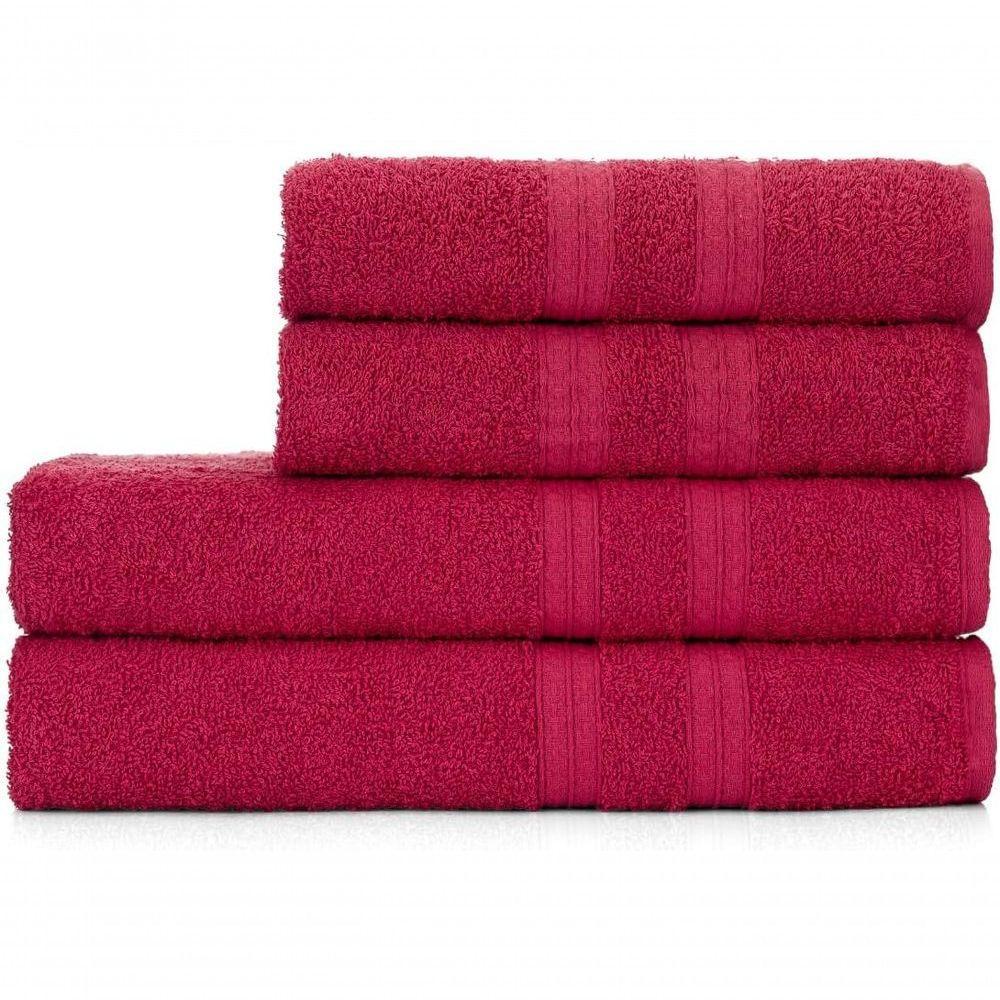 Jogo De Toalhas De Banho 4 Peças 100% Algodão Alta Absorção (2 Banho + 2 Rosto ) Padrão Hotel/pousada - Cereja - 8