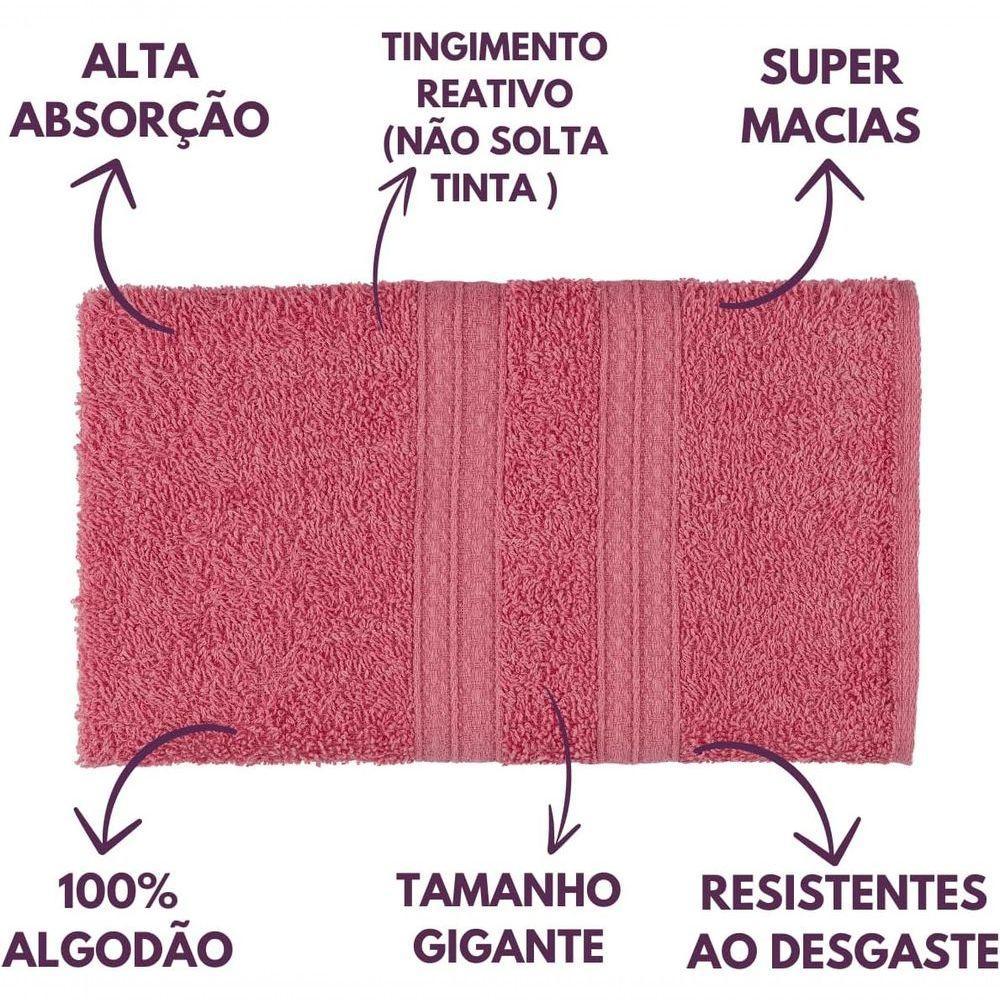 Jogo De Toalhas De Banho 4 Peças 100% Algodão Alta Absorção (2 Banho + 2 Rosto ) Padrão Hotel/pousada - Rosê - 4