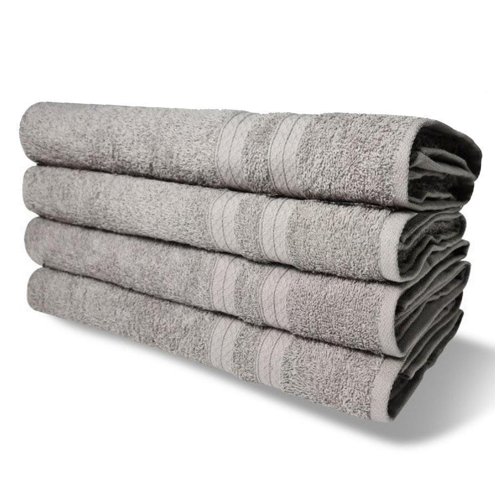 Kit Com 4 Toalhas De Banho 430g/m² Grande Grossa 80x150cm Itália Soft - Cinza - 1