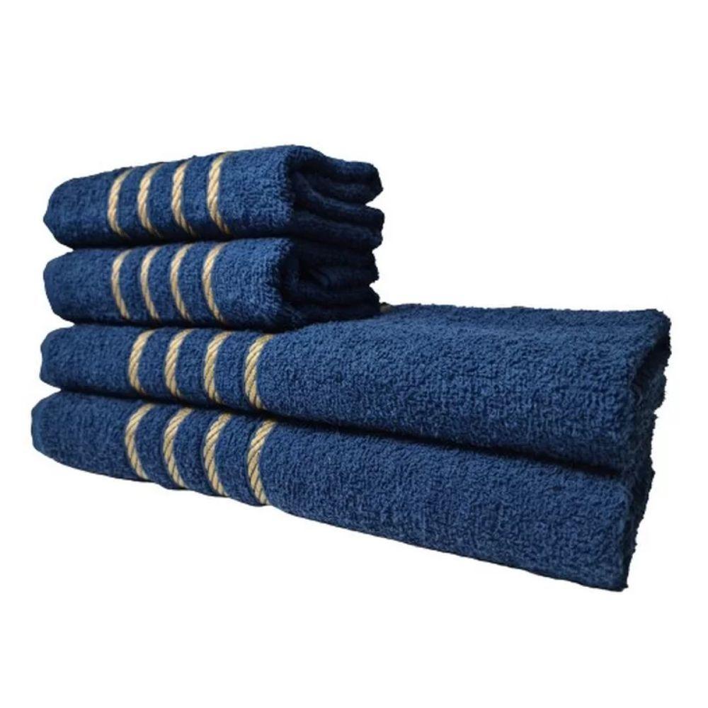 Kit 4 Toalhas 2 Banho 2 Rosto Montreal 100% Algodão Azul - 1