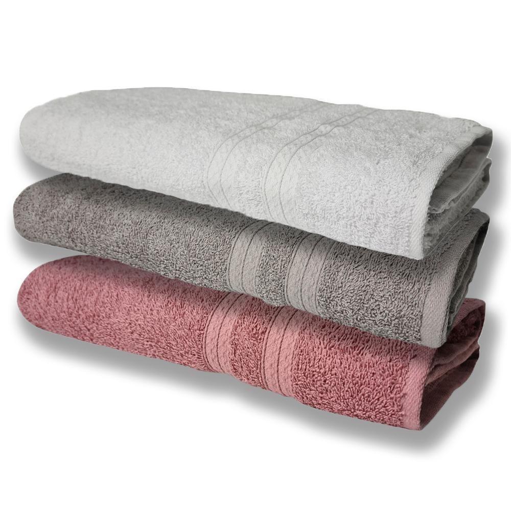 3 Toalhas Super Felpudas Grande E Grossa Algodão 80x150 Itália Soft Beka - Branco/cinza/rosê - 8