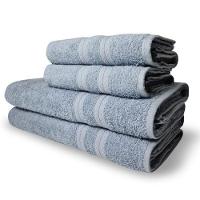 Jogo De Toalhas Itália Soft 4 Pçs - 2 Banho E 2 Rosto 430g/m² 100% Algodão - Azul - 5