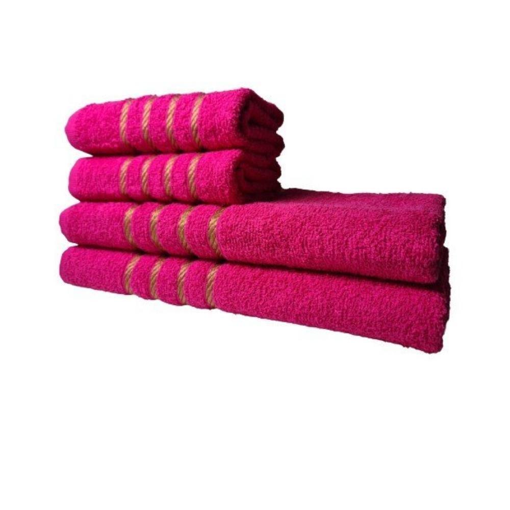 Jogo De Toalha 2 Banho 2 Rosto - 4pçs Coleção Montreal 100% Algodão - Rosa - 5