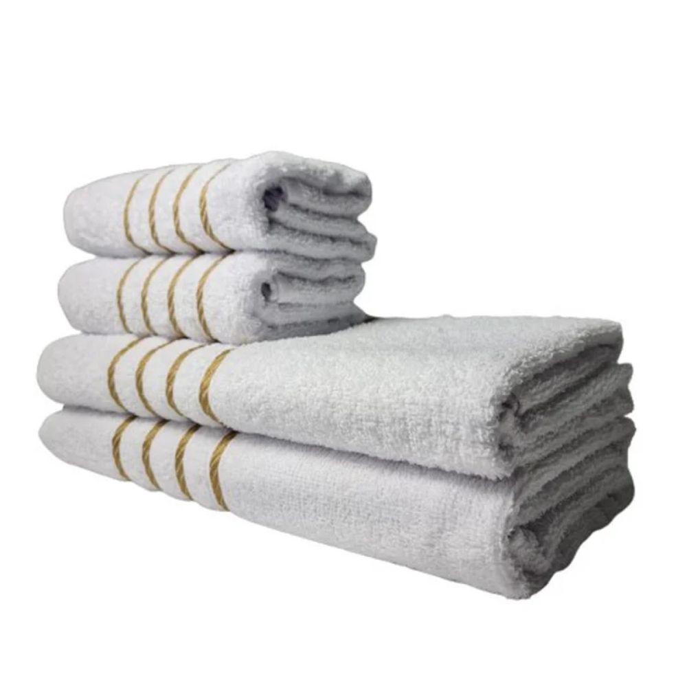 Kit 4 Toalhas 2 Banho 2 Rosto Montreal 100% Algodão Branco - 2