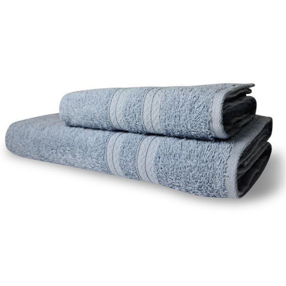 Kit 2 Toalhas Itália Soft 1 Banho 1 Rosto Grossa 100% Algodão 430g/m² - Azul - 1