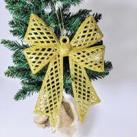 Kit 4 Enfeites árvore De Natal Laço Dourado Glitter 24cm - 4