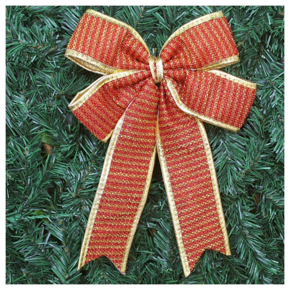 Kit 2 Enfeite árvore De Natal Laço Vermelho E Dourado 30cm - 4