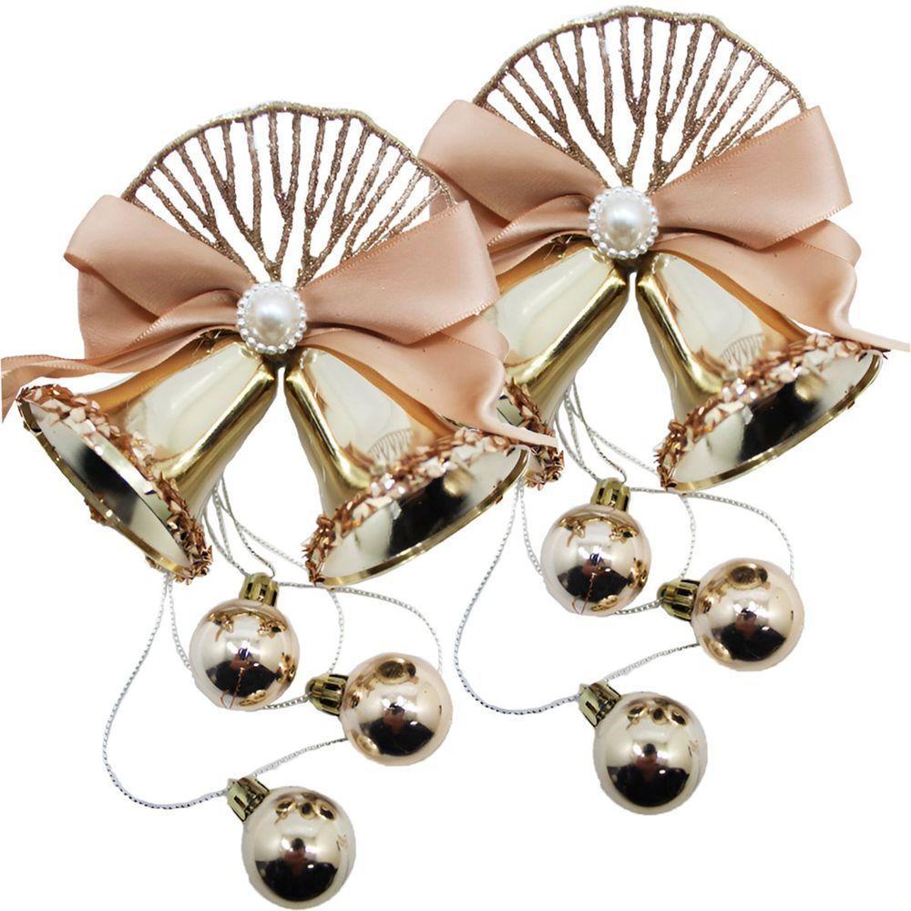 Kit 6 Enfeite Pingente Sino Bolinhas Glitter Natalino 30cm - 1