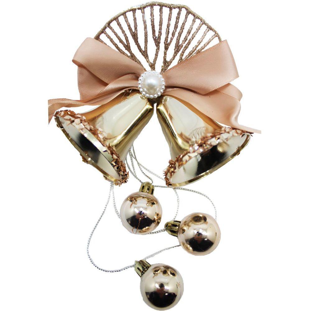 Kit 6 Enfeite Pingente Sino Bolinhas Glitter Natalino 30cm - 3