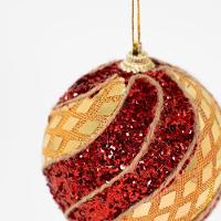 Kit 6 Enfeite Bola Natalina árvore Natal Vermelho Artesanal - 5