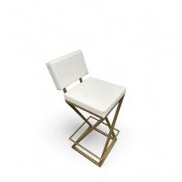 Banqueta Zênite Com Encosto Estofada Metalon Dourado Branco - 75cm - 1